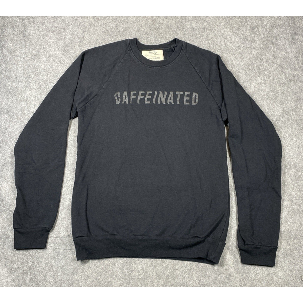 Starbucks Sweater Womens Small Black Organic Cotton Caffeinated Palmer Cash
